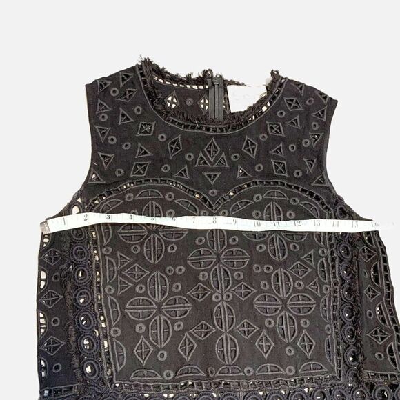 Sea New York Eyelet and Lace Sleeveless Top Black Peplum Style Women’s Size 0 - Picture 9 of 10